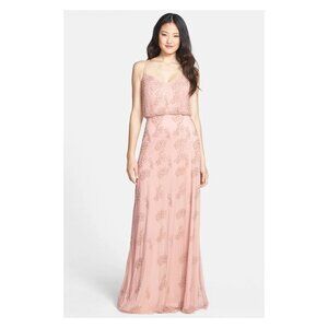 $350+ Adrianna Papell Beaded Blouson Gown BLUSH PROM WEDDING BRIDESMAID FORMAL 6